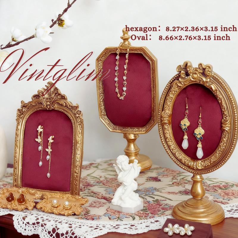 Baroque Jewelry Holder Burgundy, Valentine Gift New Year Gift Home Decor Necklace/Earring Display
