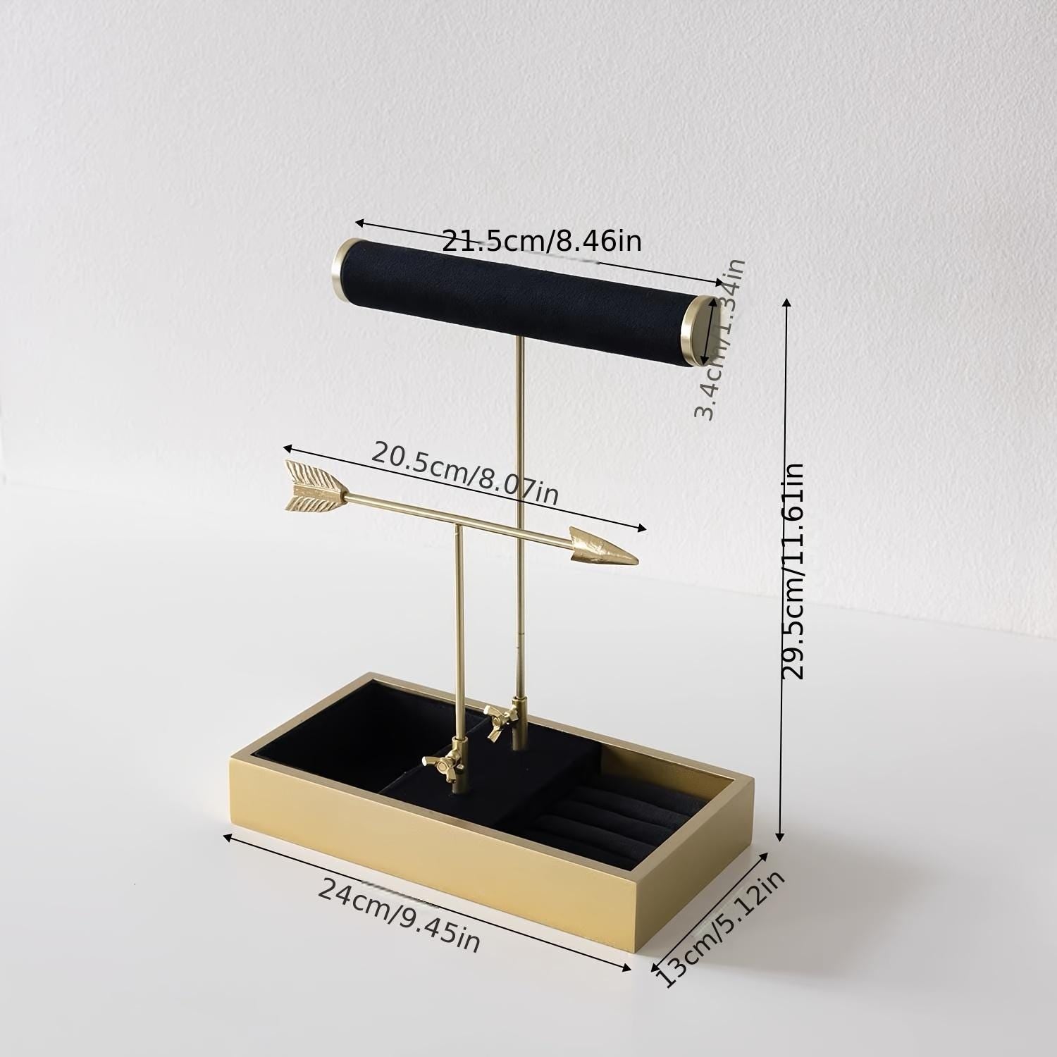 Gold-Tone Scroll Necklace Stand: Black Velvet Jewelry Display