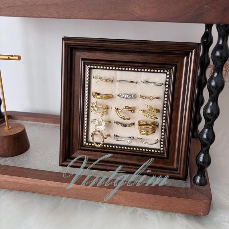 Baroque Wooden Jewelry Holder: 2-Size Ring Holder Display, Luxury Home Decor Gift