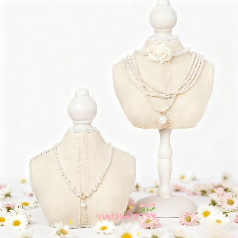 Velvet Baroque Necklace Bust Stand: Teal & Gold Jewelry Display