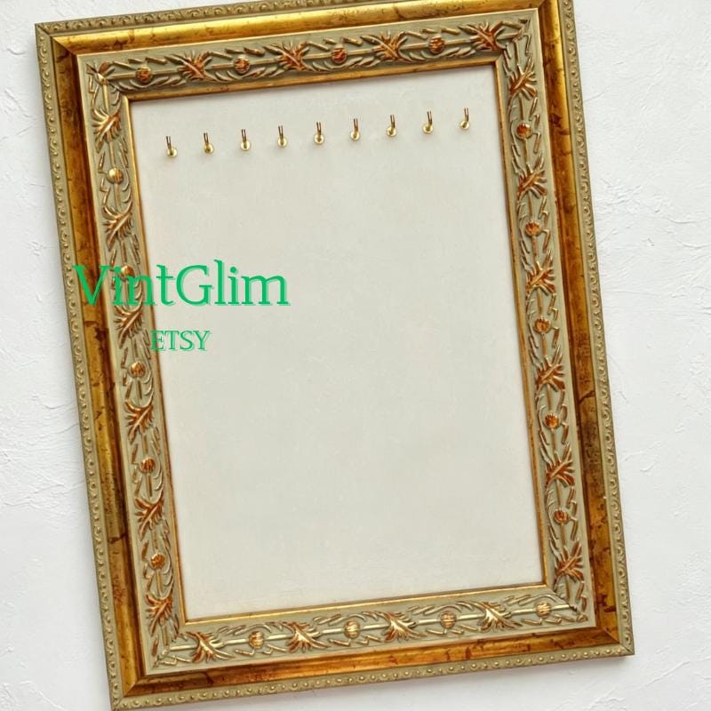 Vintage Baroque Necklace Holder Frame: Gold Ornate Velvet Jewelry Display