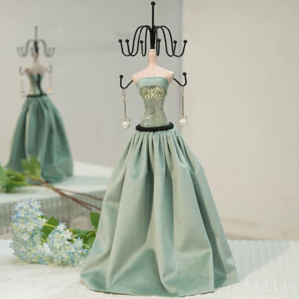 Teal Velvet Jewelry Holder Set: Mannequin, Ring Stand, Chaise Lounge