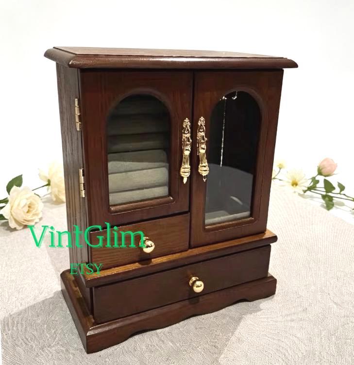 Jewelry Box Miniature: Jewelry Organizer with Mirror & Drawers, Mother's Day Gift Mom
