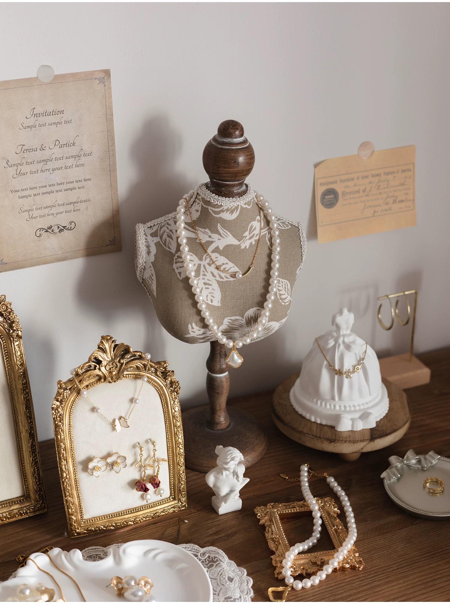 Baroque Gold Necklace & Ring Holder, Elegant Luxury Jewelry Display Stand for Home Decor Gift