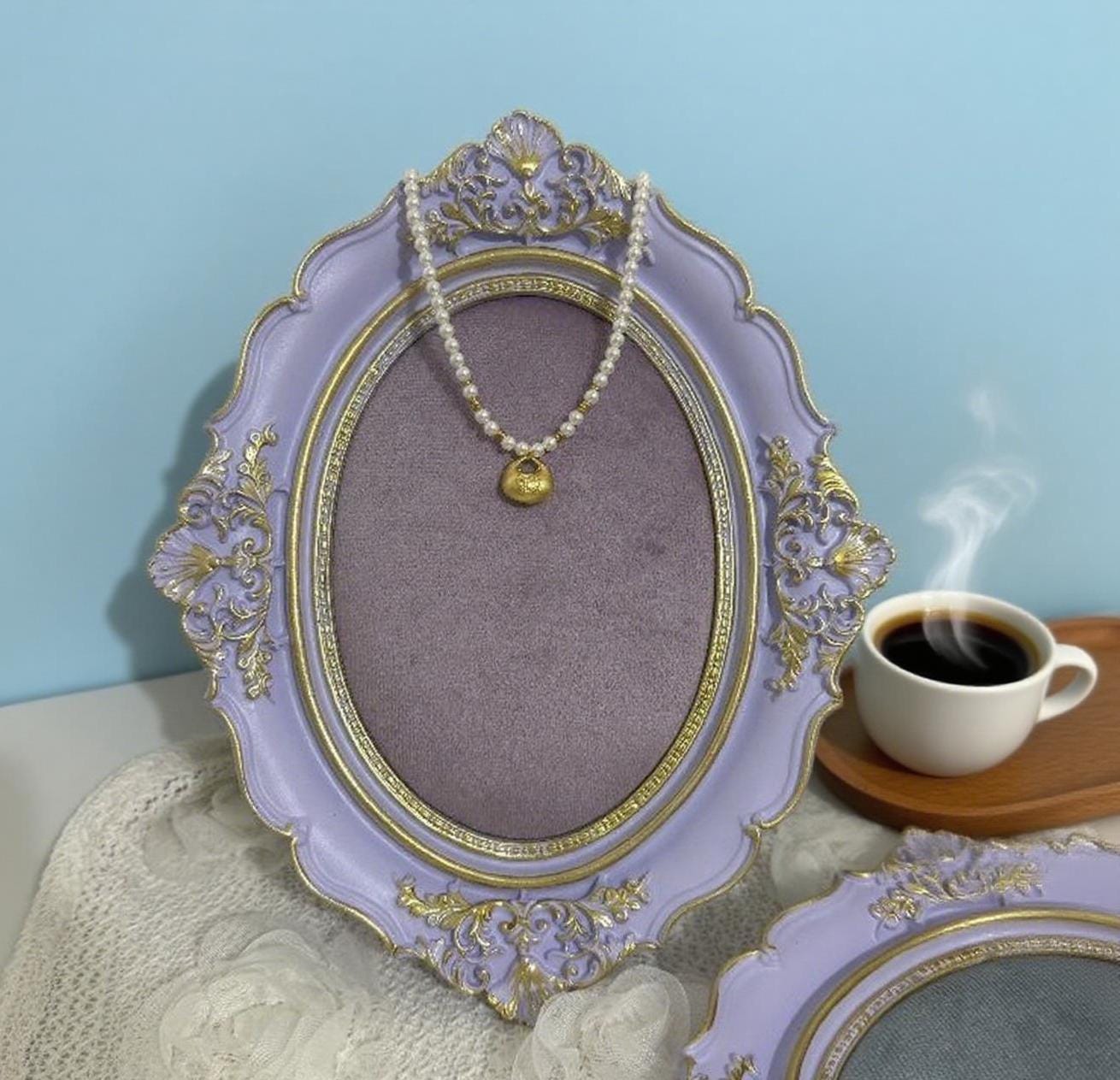 Baroque Purple Jewelry Display Ring Earring Tray, Necklace Holder, Elegant Filigree Home Decor Gift