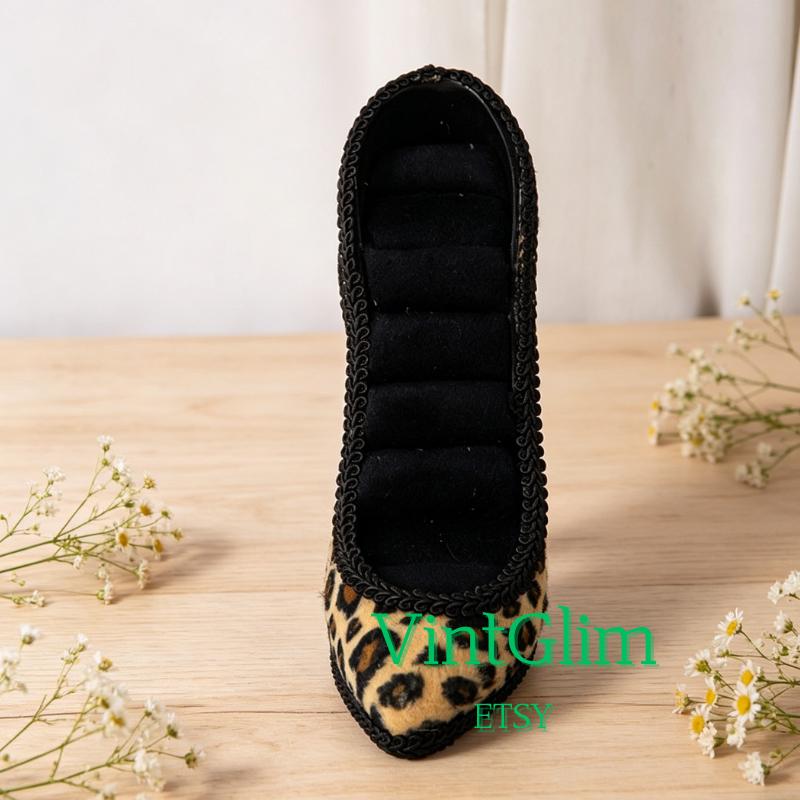 High Heel Jewelry Box, Ring Organizer, Vanity Decor, Fabric Storage, Fashion Accessory
