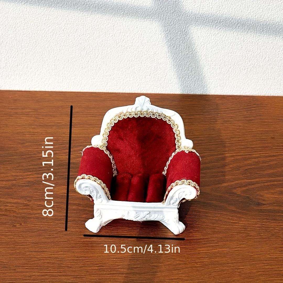 Red Velvet Necklace Holder with Mini Sofa Ring Trays: Baroque Jewelry Organizer
