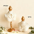 Vintage Rose Print Jewelry Bust Stand: Baroque Necklace Ring Holder