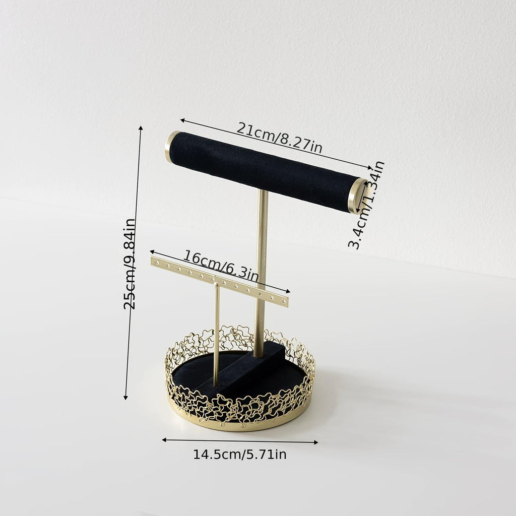 Gold-Tone Scroll Necklace Stand: Black Velvet Jewelry Display