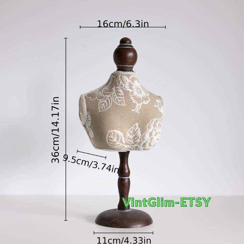 Walnut Wood Jewelry Holder Stand: Velvet Lined Ring, Necklace & Earring Display