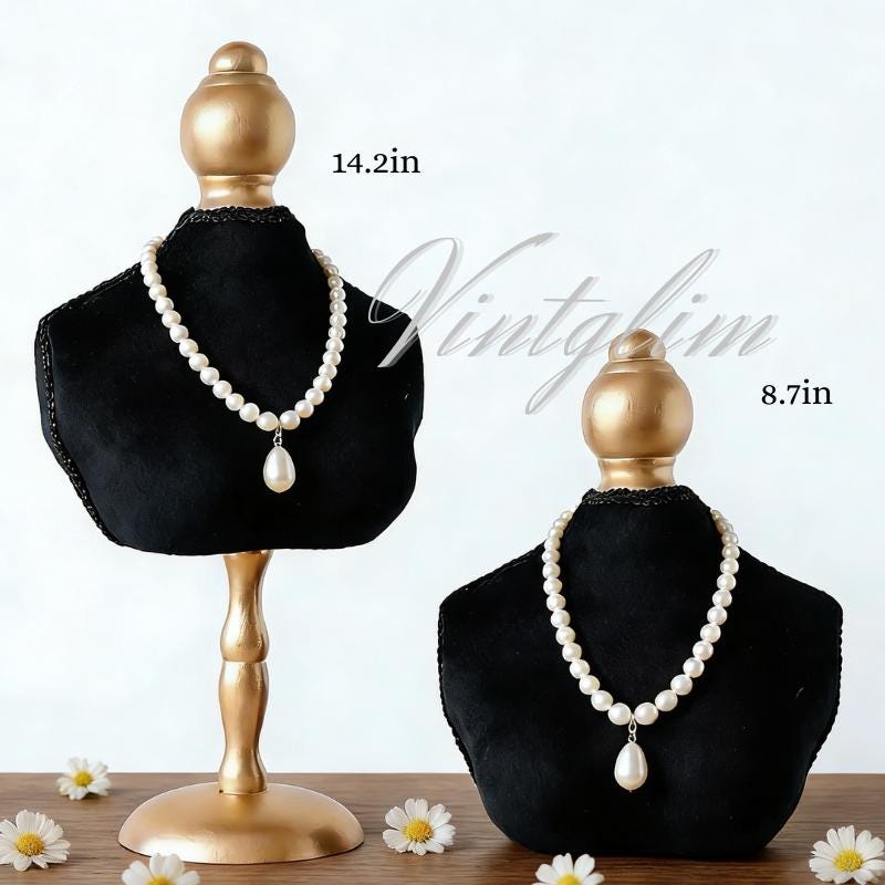 Baroque Jewelry Display:Black Velvet Necklace Bust & Earring, Brooch Frames, Decor Gift for Mother