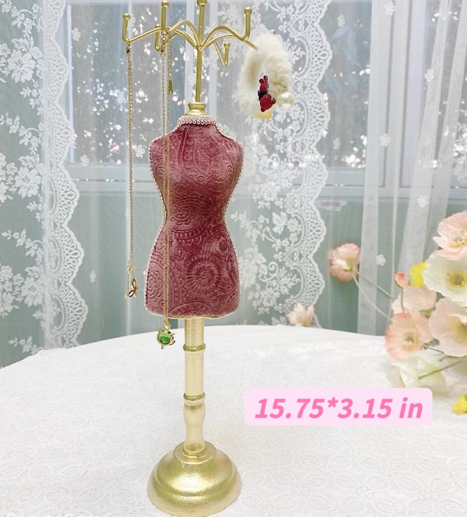 Velvet Jewelry Display Stand: High-Heel Ring Box, Necklace Organizer, Ring-Earring Holder, Pink Lover