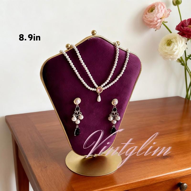 Baroque Style Lavender Plum Velvet Jewelry Organizer: Necklace/Ring/Earring Holder, Home Decor Gift