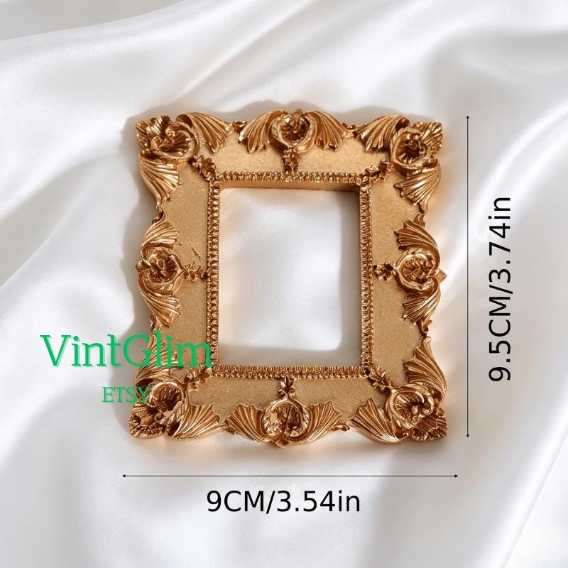 Mini Gold Baroque Frame, Baroque Jewelry Photo Prop for Flat Lay & Content Creation DIY