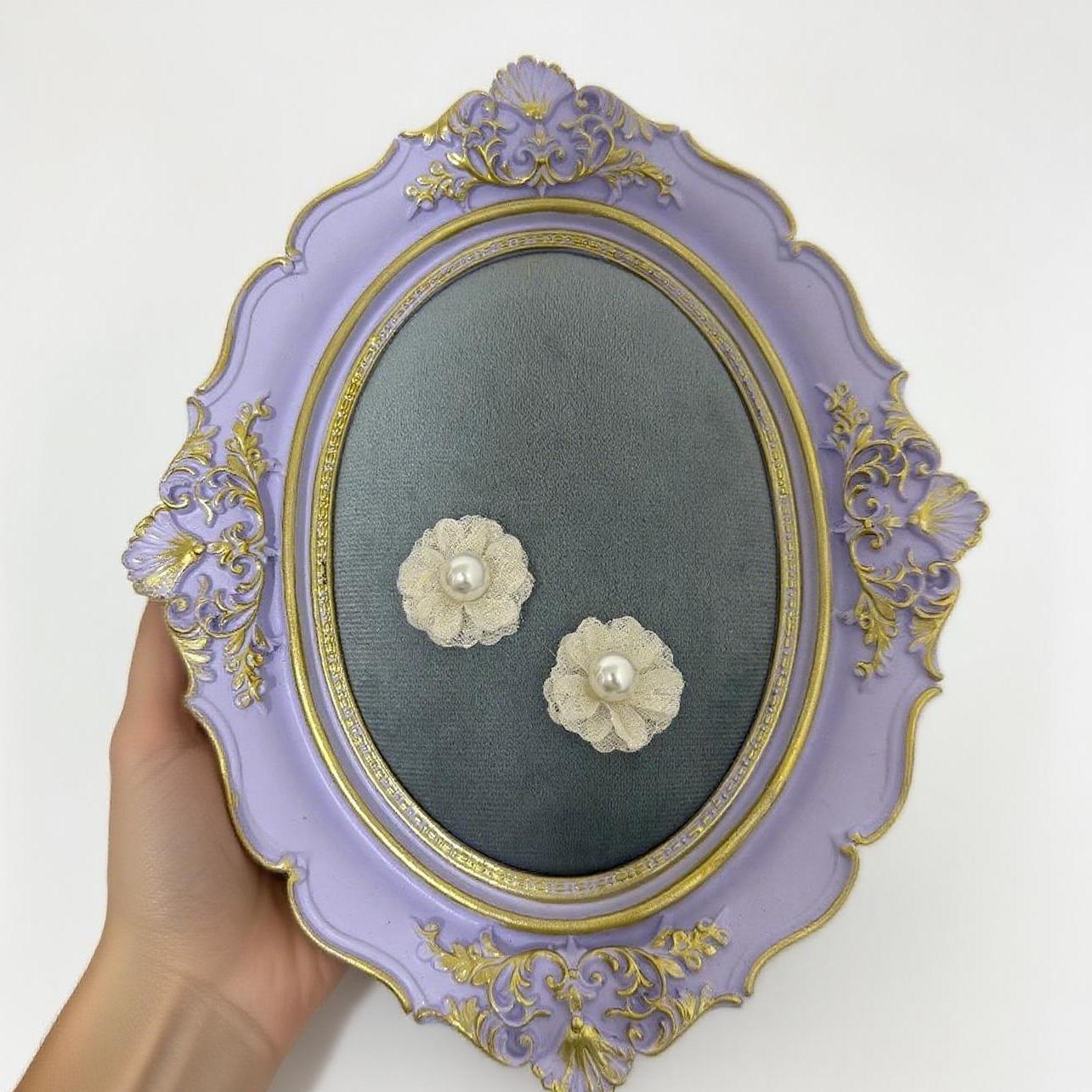 Baroque Purple Jewelry Display Ring Earring Tray, Necklace Holder, Elegant Filigree Home Decor Gift