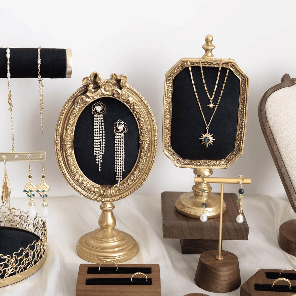 Baroque Velvet Jewelry Holder, Gold Accent Bracelet Necklace Organizer