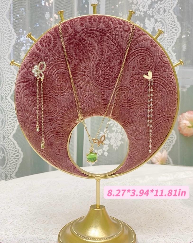 Velvet Jewelry Display Stand: High-Heel Ring Box, Necklace Organizer, Ring-Earring Holder, Pink Lover
