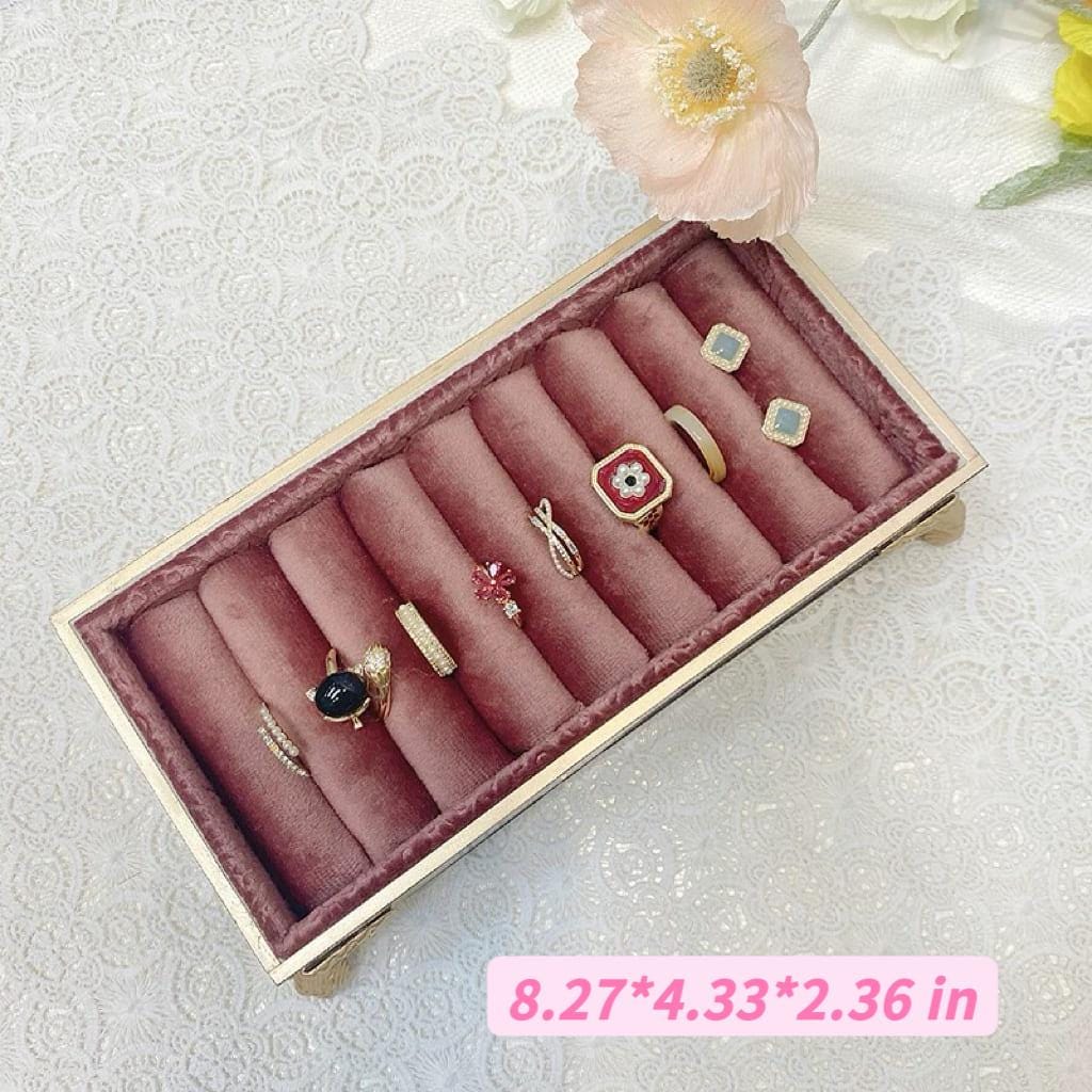 Velvet Jewelry Display Stand: High-Heel Ring Box, Necklace Organizer, Ring-Earring Holder, Pink Lover