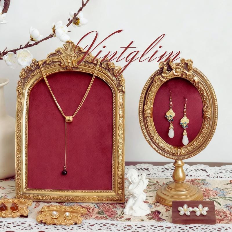 Baroque Jewelry Holder Burgundy, Valentine Gift New Year Gift Home Decor Necklace/Earring Display