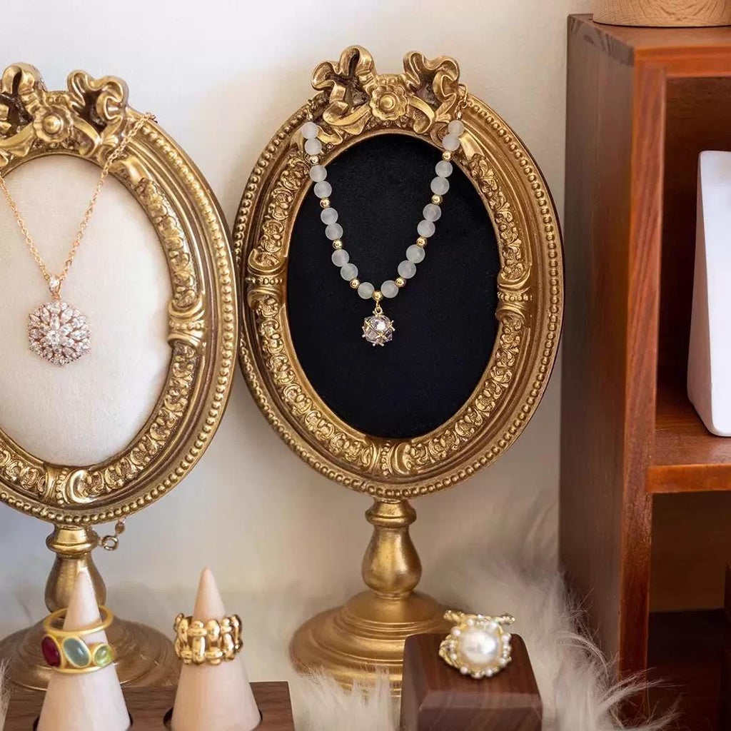 Baroque Gold Jewelry Display Stand: Vintage Necklace & Ring Holder