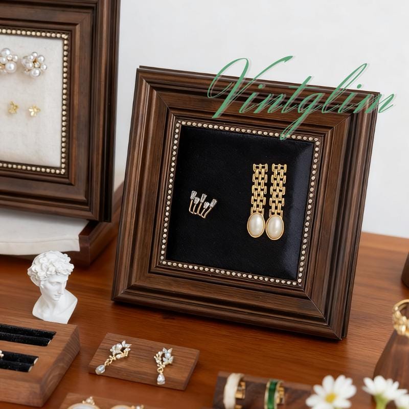 Baroque Style Wood Jewelry Display, Necklace Earring Holder for Vanity, Home Decor Gift