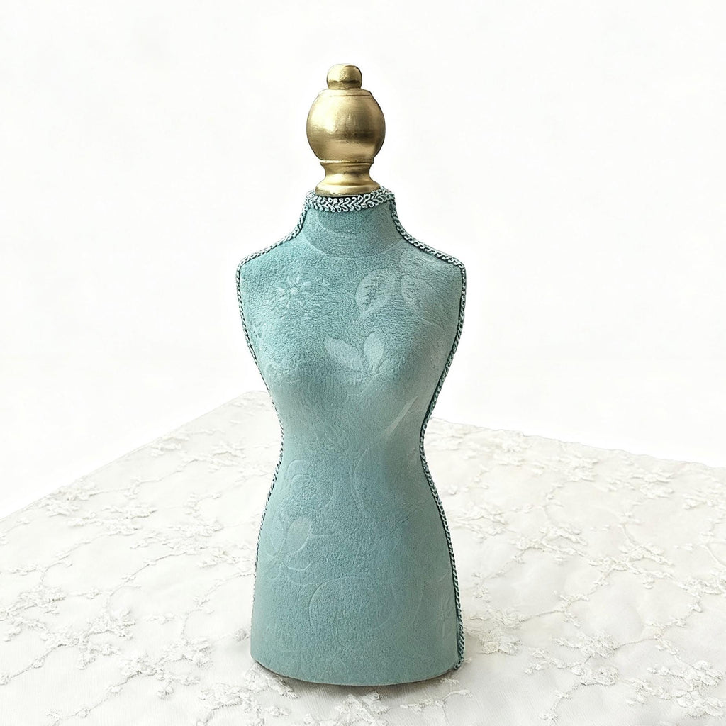 Baroque Velvet Mannequin Necklace Stand Holder, Luxury Home Decor for Jewelry Display & Gift