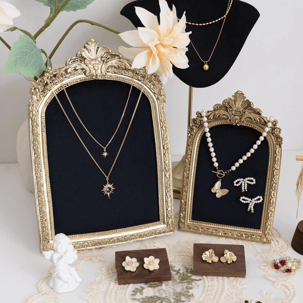 Baroque Velvet Jewelry Holder, Gold Accent Bracelet Necklace Organizer