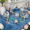 Silver Crystal Ball Display Stand, Metal Sphere Holder & Jewelry Organizer for Home Decor