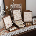 Walnut Wood Jewelry Organizer: Velvet Ring, Earring, Necklace Holder