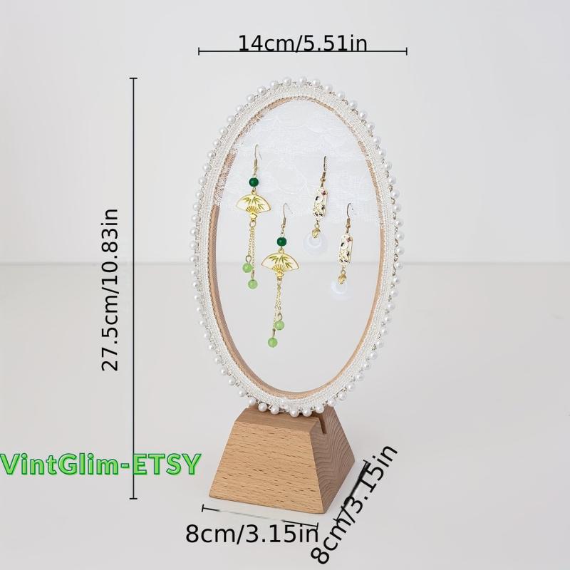 Embroidered Jewelry Holder: Elegant Necklace & Earring Display Stand