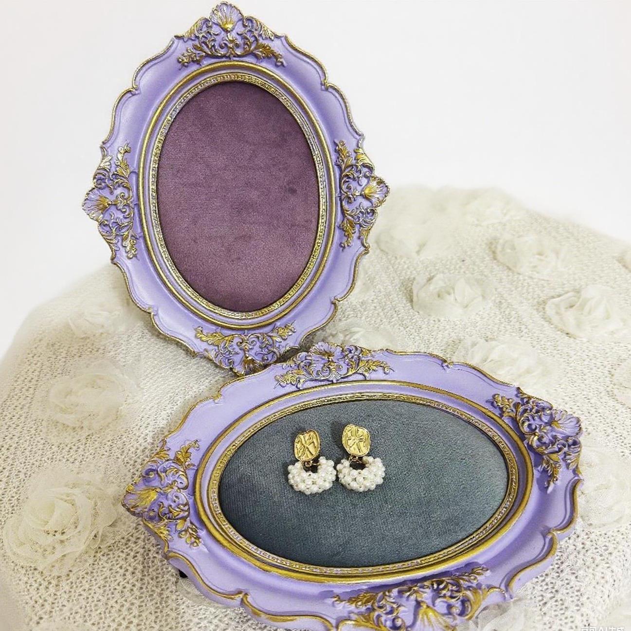 Baroque Purple Jewelry Display Ring Earring Tray, Necklace Holder, Elegant Filigree Home Decor Gift