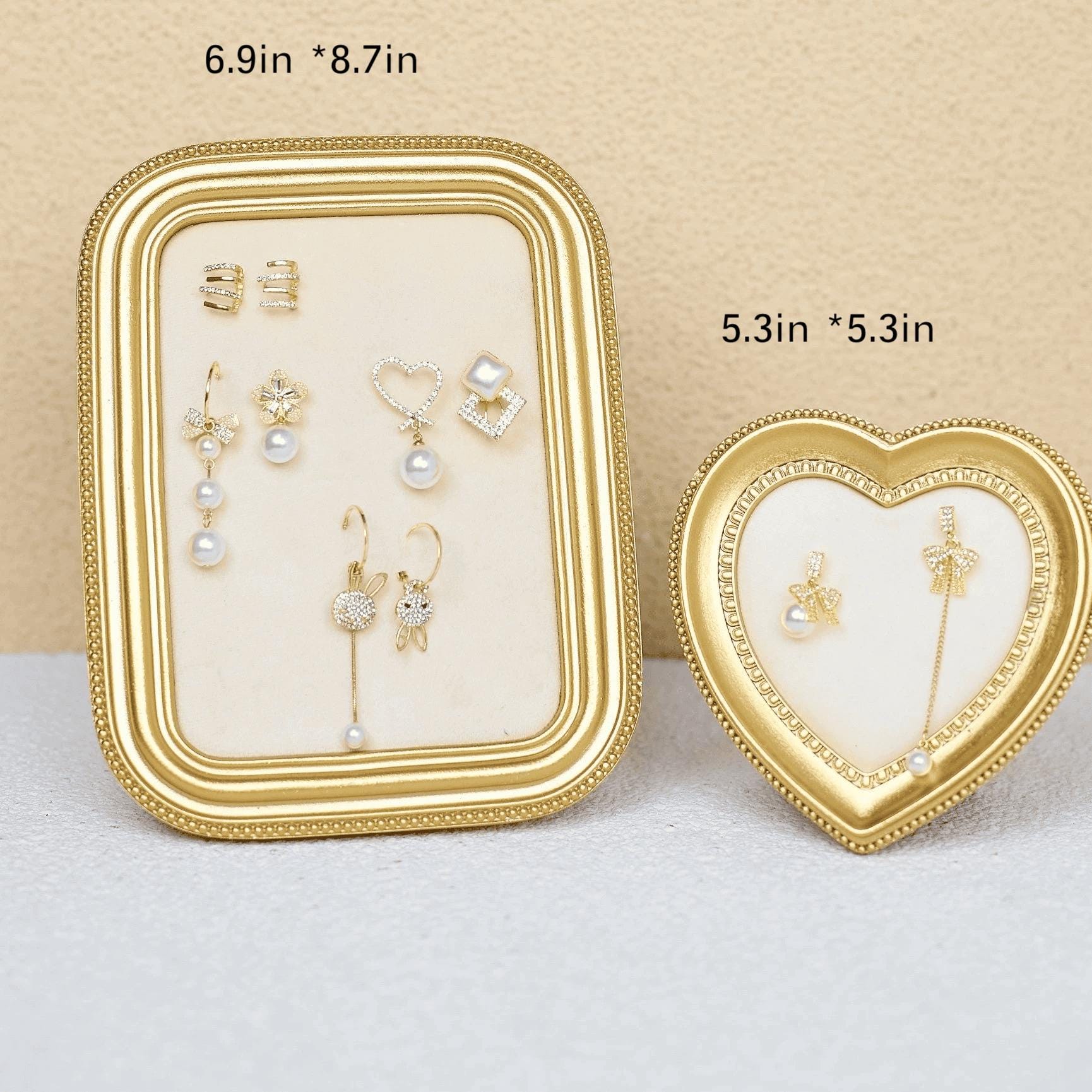 Baroque Velvet Jewelry Display Set: Gold Framed Necklace Stand & Trays