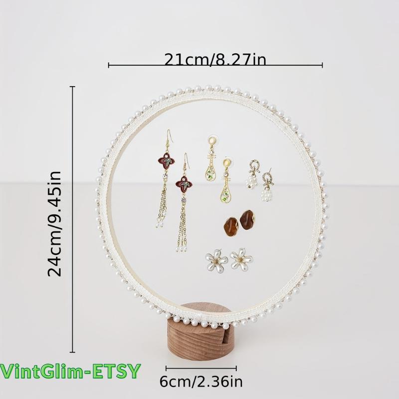 Embroidered Jewelry Holder: Elegant Necklace & Earring Display Stand