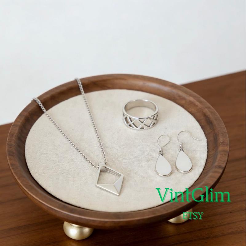 Walnut Wood Jewelry Display Tray:  Necklace/Earring/Ring Holder, Luxury Home Decor Gift Mom
