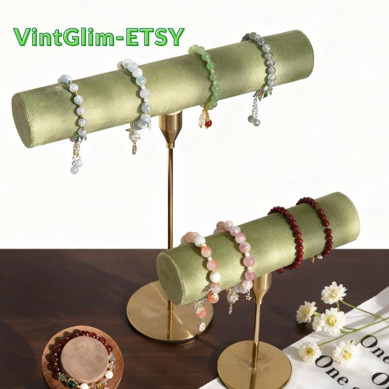 Baroque Jewelry T Bar Holder, Velvet Lined Necklace Bracelet Organizer, High-End Home Decor Gift