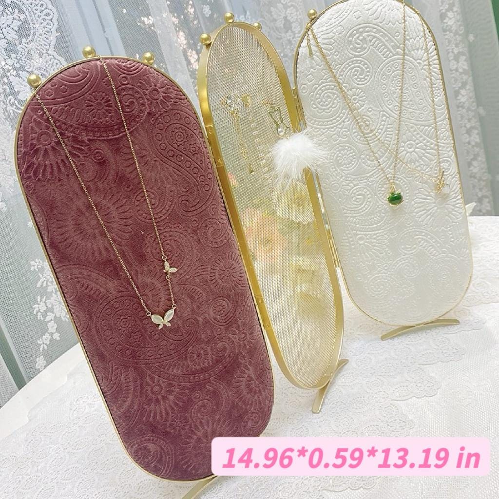 Velvet Jewelry Display Stand: High-Heel Ring Box, Necklace Organizer, Ring-Earring Holder, Pink Lover