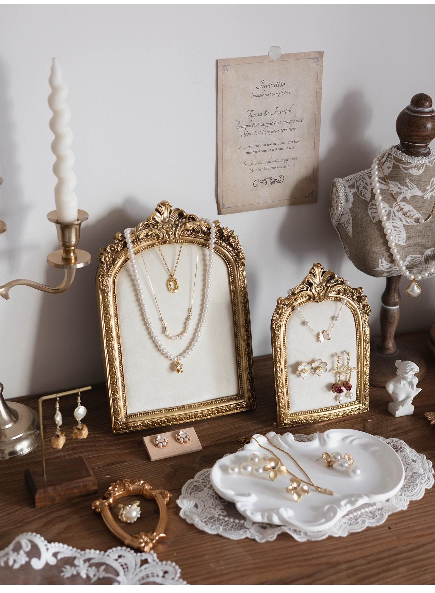 Baroque Gold Necklace & Ring Holder, Elegant Luxury Jewelry Display Stand for Home Decor Gift