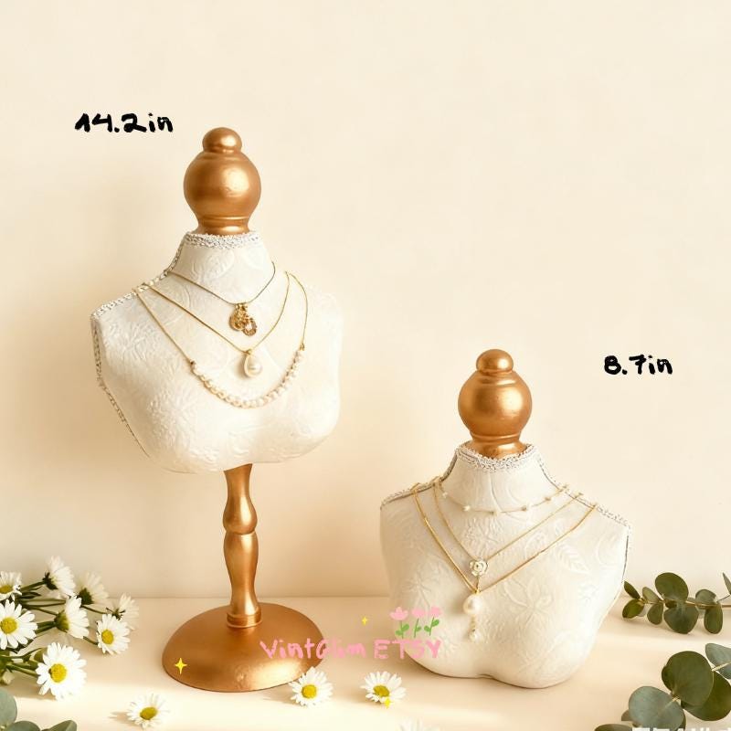 Velvet Baroque Necklace Bust Stand: Teal & Gold Jewelry Display