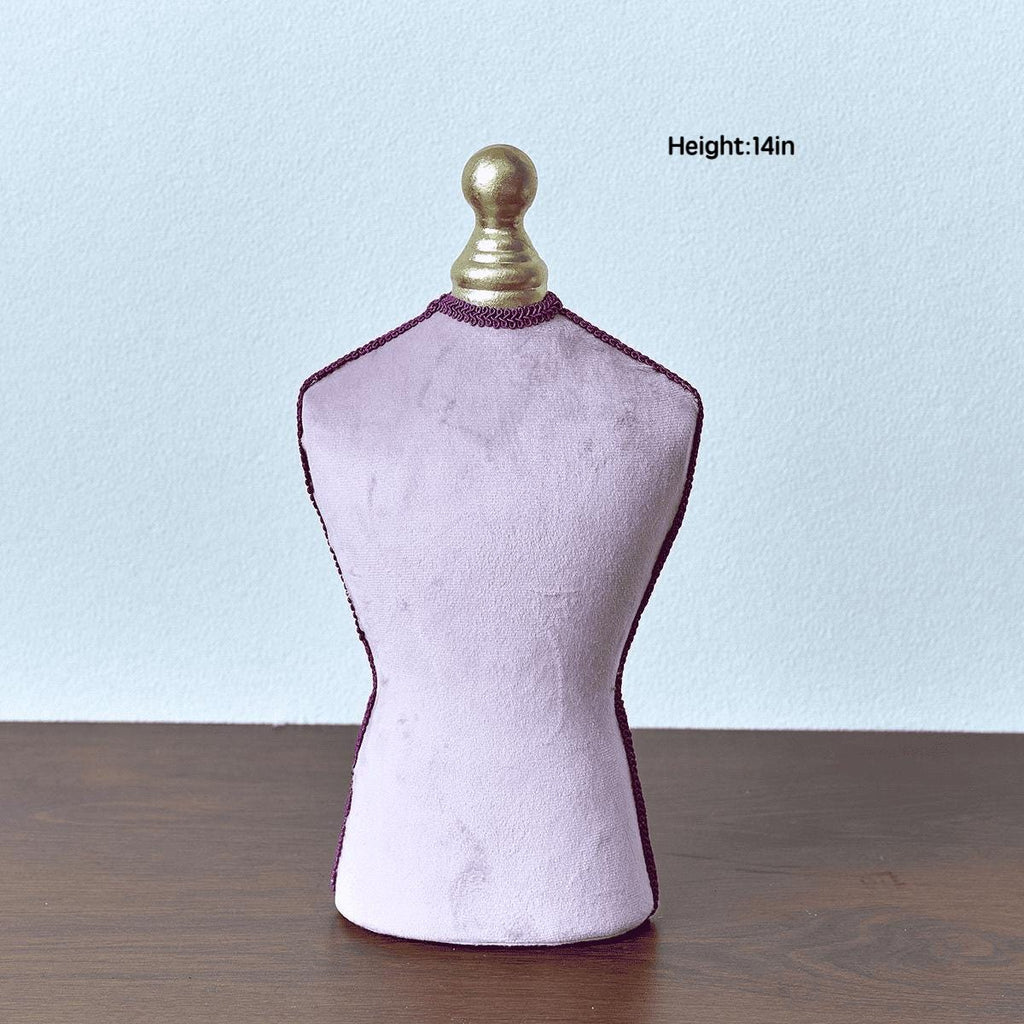 Lavender Velvet Mannequin Jewelry Holder, Baroque Gold Necklace Display Stand, Luxury Home Decor Gift