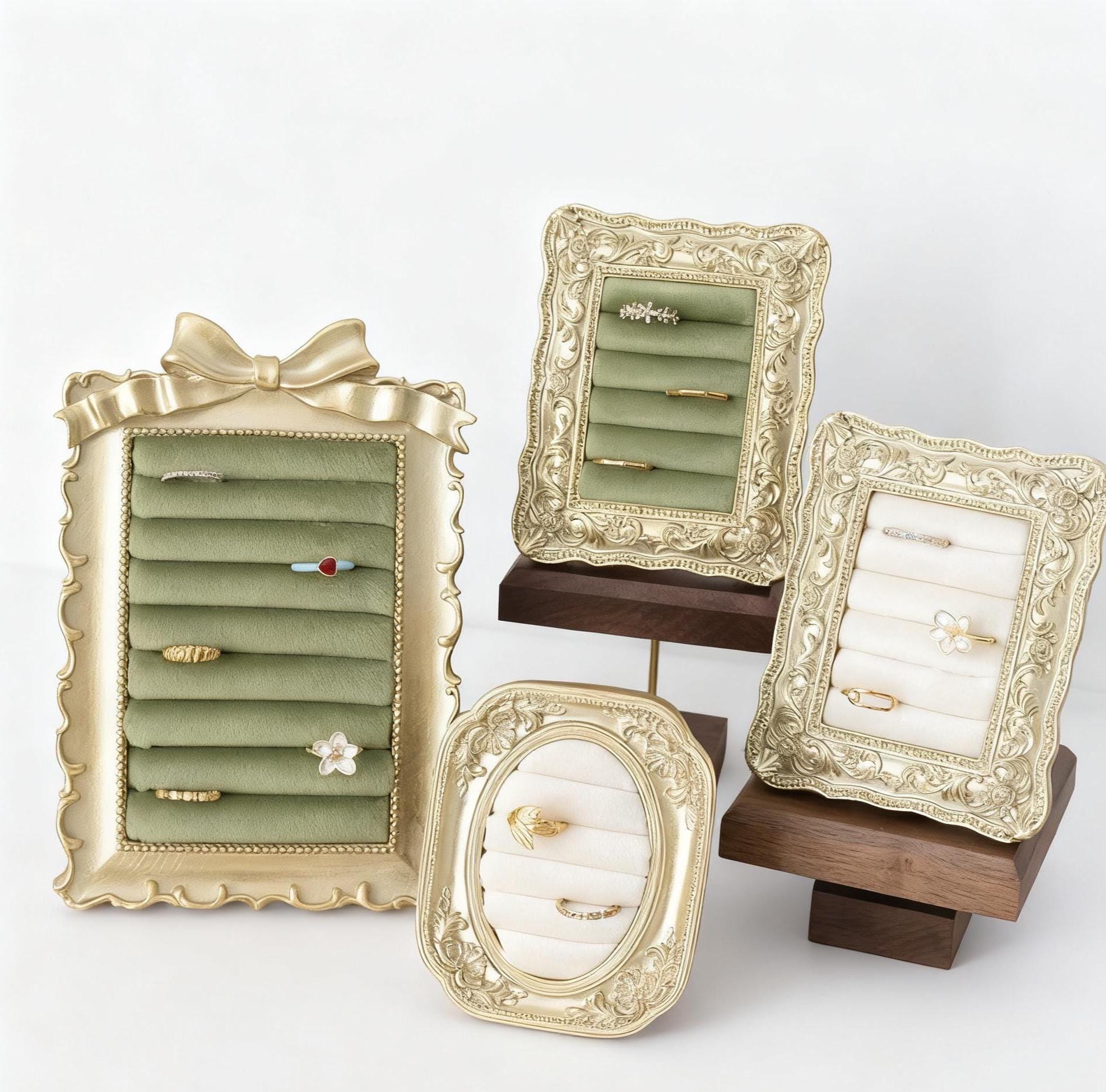 Baroque Velvet Jewelry Organizer: Ring & Earring Holder, Luxury Home Decor, Vanity Wedding