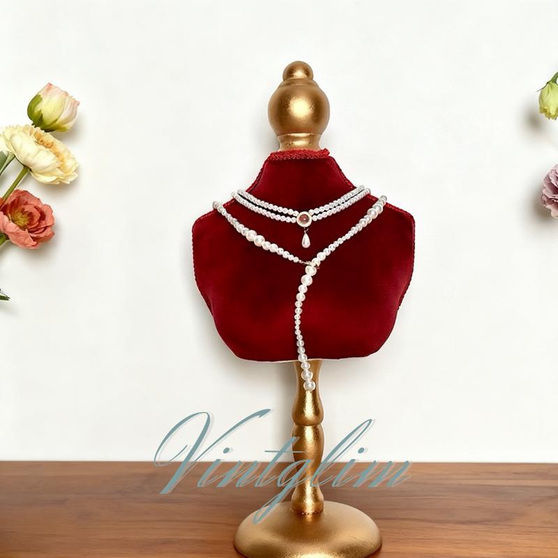 Baroque Mannequin Bust Display Necklace Holder Display(Gray/Green/Red) Velvet Jewelry Stand