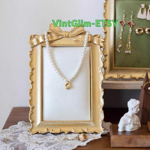 Baroque Framed Velvet Jewelry Holder, Luxury Necklace/Earring/Ring Organizer for Home Decor Gifting