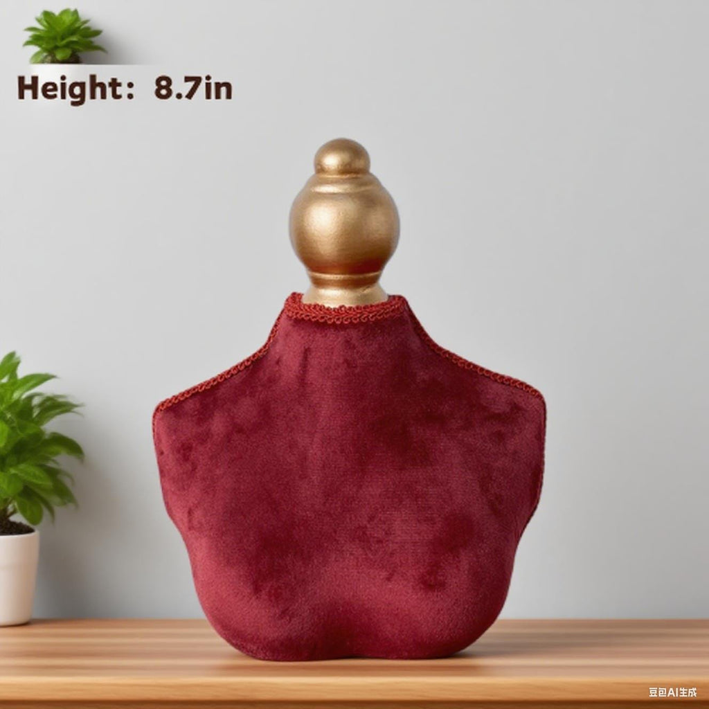 Red Velvet Necklace Holder with Mini Sofa Ring Trays: Baroque Jewelry Organizer