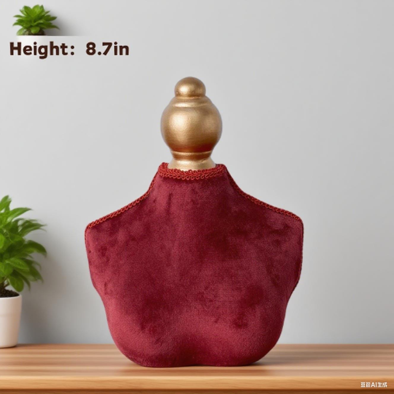 Red Velvet Necklace Holder with Mini Sofa Ring Trays: Baroque Jewelry Organizer