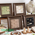 Velvet Lined Wood Frame Jewelry Display Stand, Ring Earring Holder, Desktop Organizer