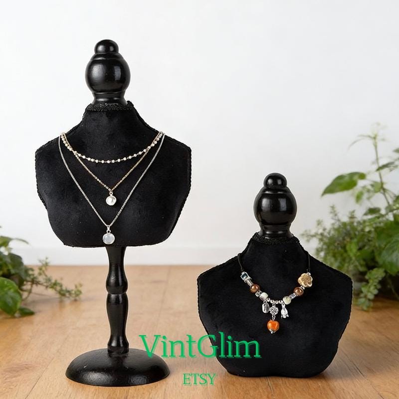 Baroque Bust Display, Black Velvet Necklace Stand, Luxury Home Decor, Gift for Mom