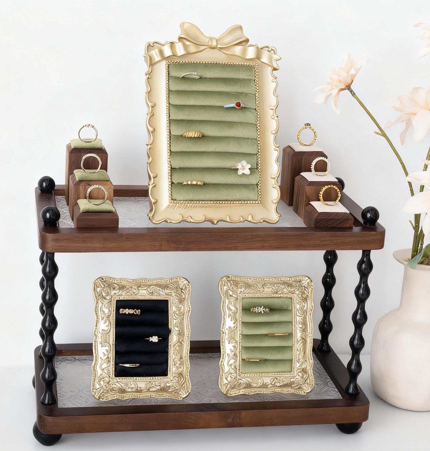 Baroque Velvet Jewelry Organizer: Ring & Earring Holder, Luxury Home Decor, Vanity Wedding
