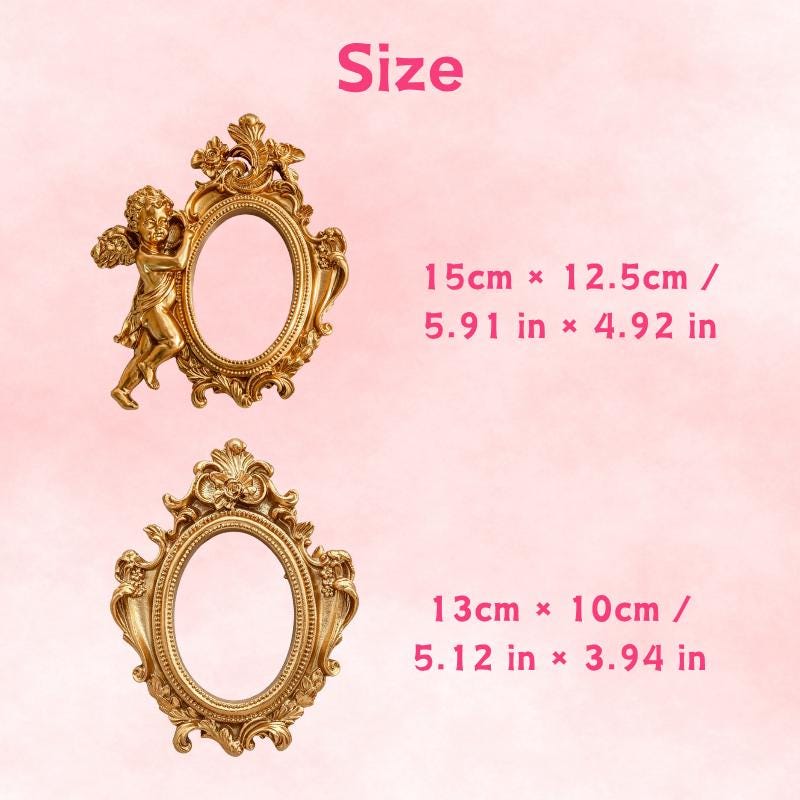 Ornate Gold Angel Frame | Baroque Jewelry Photo Prop for Flat Lay & Content Creation DIY