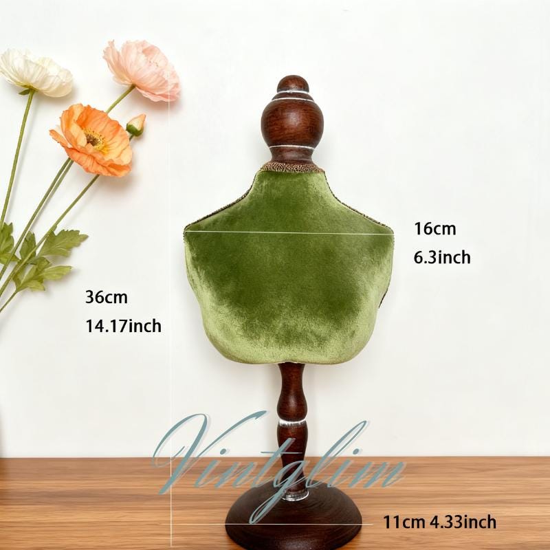 Baroque Mannequin Bust Display Necklace Holder Display(Gray/Green/Red) Velvet Jewelry Stand