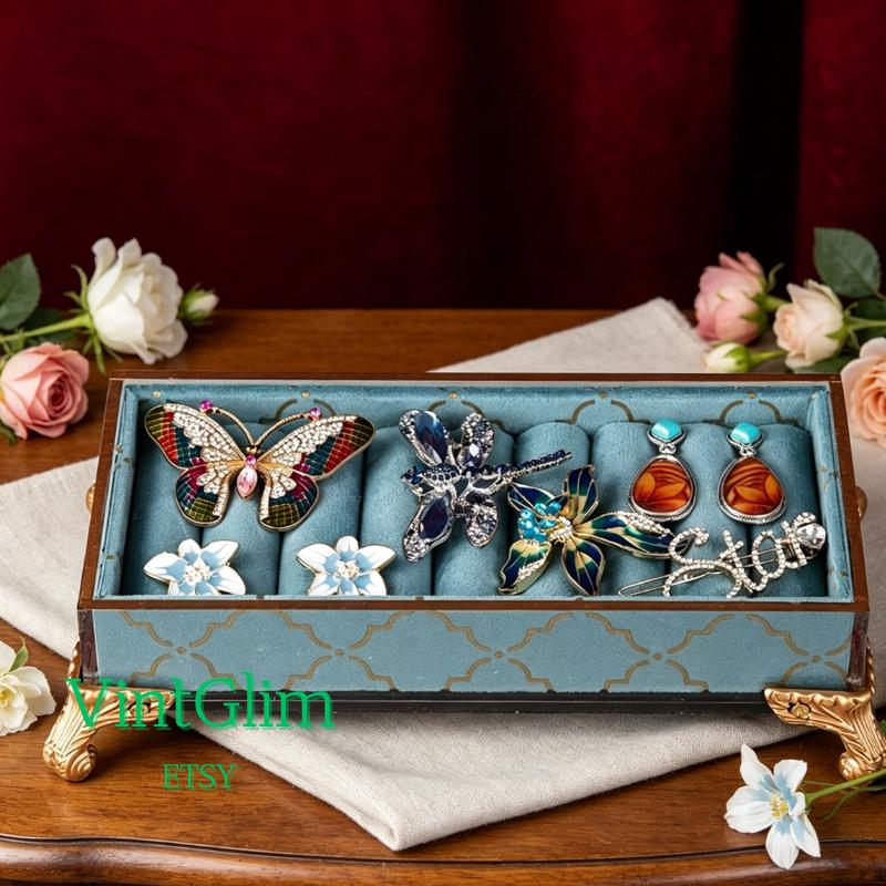Velvet Ring Organizer Holder Tray, Frame Jewelry Display, Elegant Brooch Display Stand